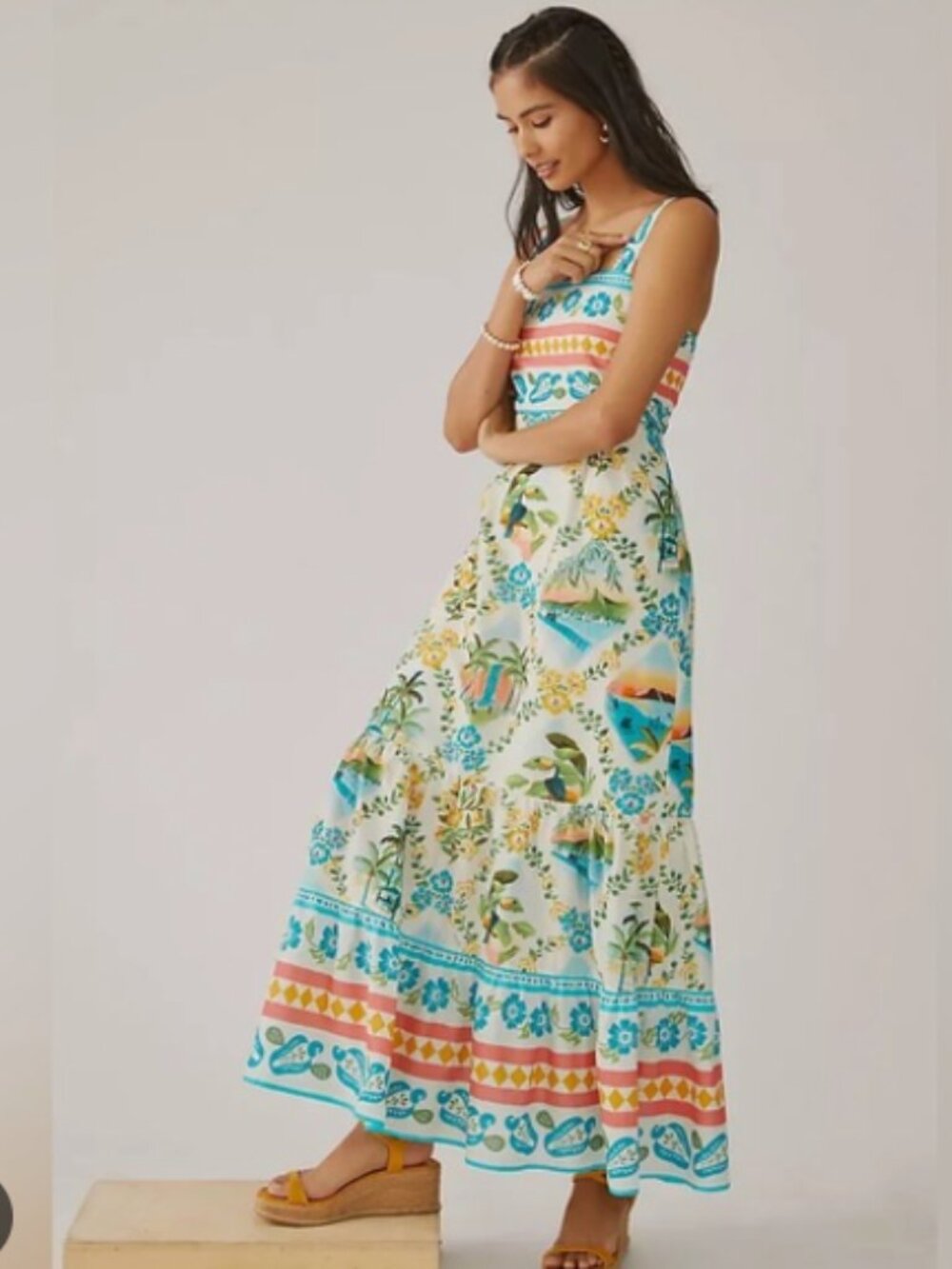 Farm Rio Floral Maxi Dress Size Small Like New